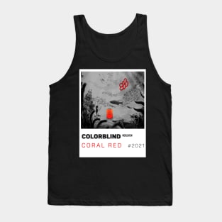 CORAL RED - white card  by COLORBLIND WorldView Tank Top